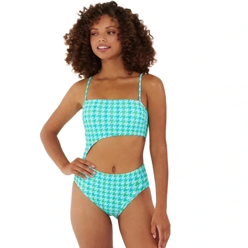 Ninety-Nine Degrees Bandeau Cutout One Piece Swimsuit - Size XS